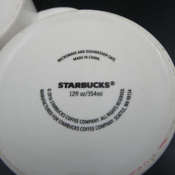 Starbucks Classic White Mug Coffee Cup Green Mermaid Logo 12 oz Pair 2016 - Picture 8 of 10